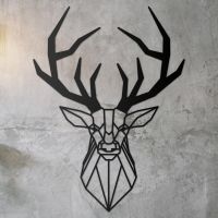 Geometric Stag Wall Art on a Rustic Wall