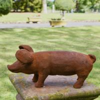 Rustic Cast Iron Pig Sculpture- Large 