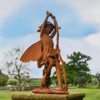 Rustic Cast Iron Woodland Fairy Sculpture