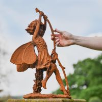 Side view of Woodland Fairy Rustic Cast Iron Sculpture 