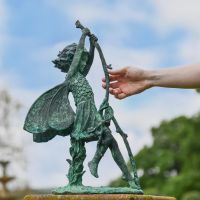 Side view of Verdigris Cast Iron Woodland Fairy Sculpture