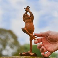 Rustic Cast Iron Frog in Tree Pose 