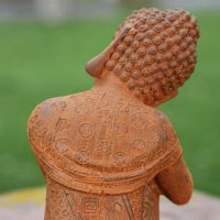 Rear view of Rustic Cast Iron Buddha Garden Sculpture 
