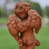 Rear view of Rustic Cast Iron Cherub 