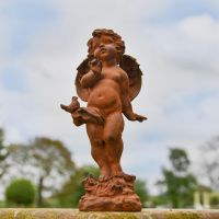 Cast Iron Cherub Garden Sculpture 