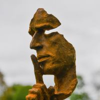 Side view of Abstract Rustic Cast Iron Sculpture 