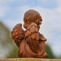 Rear view of Adoring Angel Garden Sculpture 