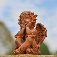 Adoring Angel Garden Sculpture in Rustic Cast Iron