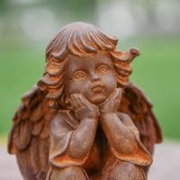 Close up of Adoring Angel Garden Sculpture 