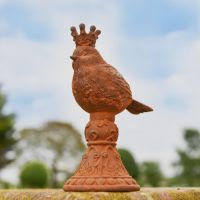 Cast Iron Perched Bird with Queen"s Crown  Cast Iron Perched Bird with Queen"s Crown