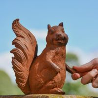 Rustic Cast Iron Squirrel Sculpture to Scale