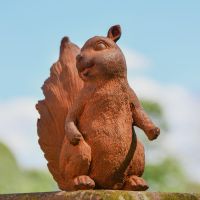 Side View of Rustic Cast Iron Squirrel Sculpture