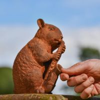 Rustic Cast Iron Saxophone Playing Chipmunk Sculpture to Scale