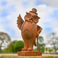 Gentleman Owl Sculpture in Cast Iron 