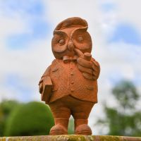 Rustic Cast Iron Studious Owl Sculpture 