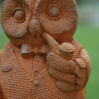 Close up of Owl with Pipe in Hand 