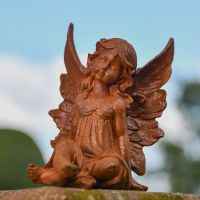 Rustic Cast Iron Posed Fairy Sculpture