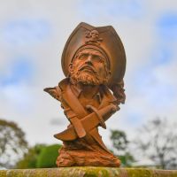 Rustic Cast Iron Pirate Captain Head Bust in Situ
