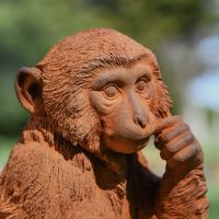 Close up of Rustic Monkey Sculpture 