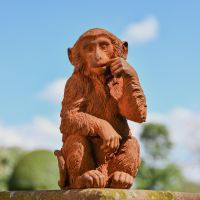 Rustic Cast Iron "Thinking" Monkey Sculpture