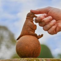 Rustic Cast Iron Sitting Pigeon Sculpture to Scale