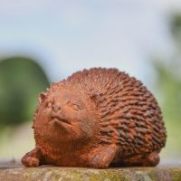 Cast Iron Hedgehog Sculpture in Garden 