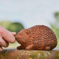 Side view of Rustic Cast Iron Hedgehog Sculpture