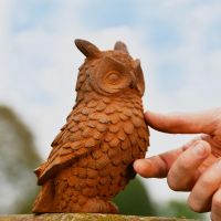 Rustic Cast Iron Owl Sculpture 