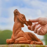Rustic Cast Iron Sitting Foe Sculpture - Facing Left to Scale
