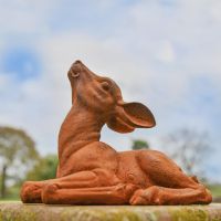 Rustic Cast Iron Sitting Foe Sculpture - Facing Left in Situ