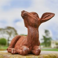 Side View of Rustic Cast Iron Sitting Foe Sculpture - Facing Right