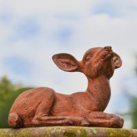 Rustic Cast Iron Sitting Foe Sculpture - Facing Right in Situ