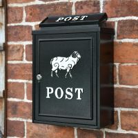 Black "Oxford Down" Wall Mounted Post Box