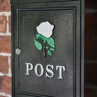 Close up of Hand Painted White Rose Motif 