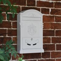 "Dawson Lodge" White Post Box on Wall  "Dawson Lodge" White Post Box on Wall