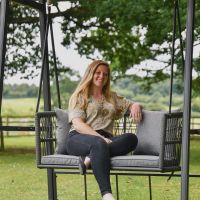 Grey "Cliveden" Rattan Garden Swing Chair with Female  Grey "Cliveden" Rattan Garden Swing Chair with Female