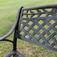 Close up of Brushed Gold "Thorpe" Two Seater Garden Bench Backrest 