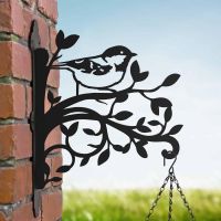 Coal Tit on Branches Steel Hanging Basket Bracket in Situ