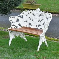 "Coalbrookdale" Two Seater Garden Bench in Situ in the Garden