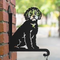 Cockapoo hanging basket bracket in the park Cockapoo hanging basket bracket in the park