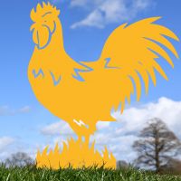 Rooster Silhouette in Yellow Finish Rooster Silhouette in Yellow Finish