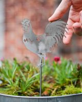 Cockerel Artistic Plant Pot Spike - Set of Two with hand in shot for scale