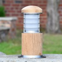 Compact Wooden Bollard Light in Situ Outdoors Compact Wooden Bollard Light in Situ Outdoors