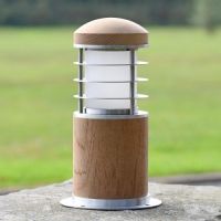 Compact Driveway Wooden Bollard Light 24cm