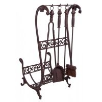 "Downton Abbey" Log Store & Tools in a Rustic Brown 