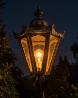Concordia Hexagonal Brass Lantern - 27cm Digital Illustration At Night