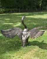 Black and Gold "Conqueror" Swan Sculpture Back