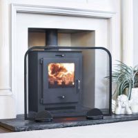 Contemporary Black Arched Single Panel Fireguard with Mesh Contemporary Black Arched Single Panel Fireguard with Mesh