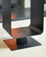 Close-Up of Empty Contemporary Black Log and Kindling Store Close-Up of Empty Contemporary Black Log and Kindling Store