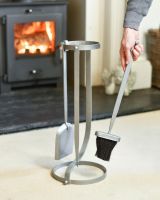 Scale Shot of Contemporary Curved Pewter Three Piece Companion Set